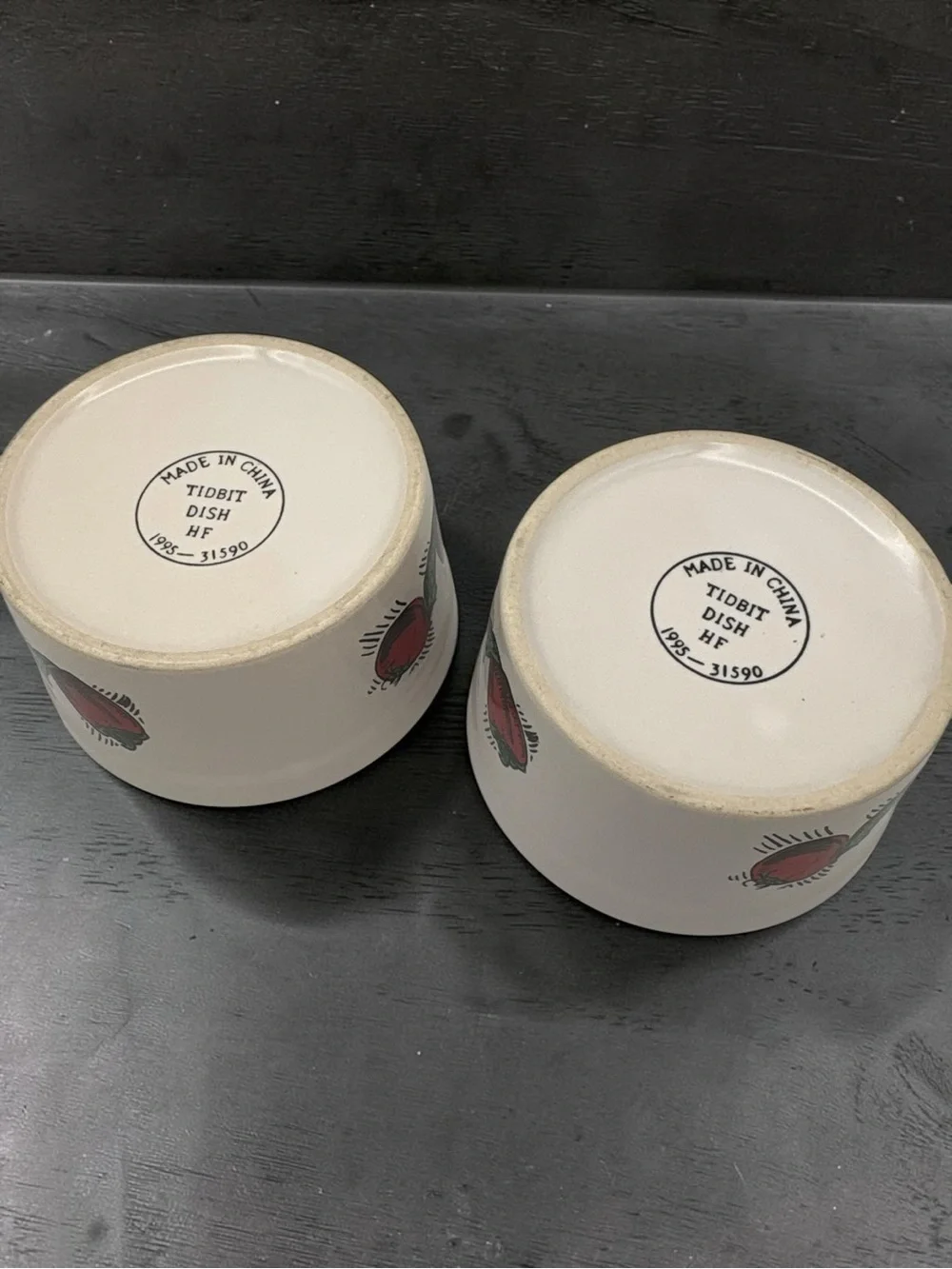 Vintage 90s Houston Foods Ceramic Ramekins Tidbit Set Of 2 Dish Dip Bowl Peppers